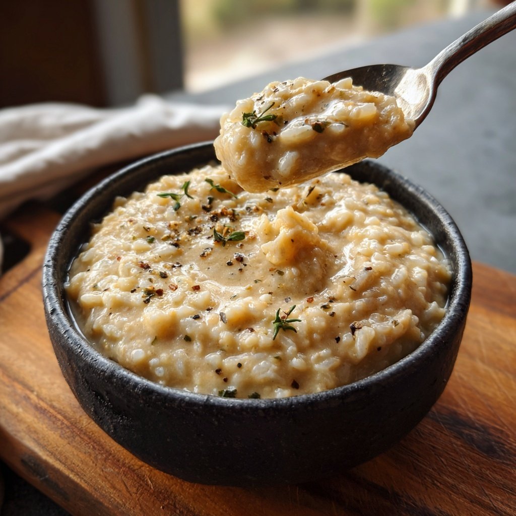 Creamy Garlic Lentil Rice