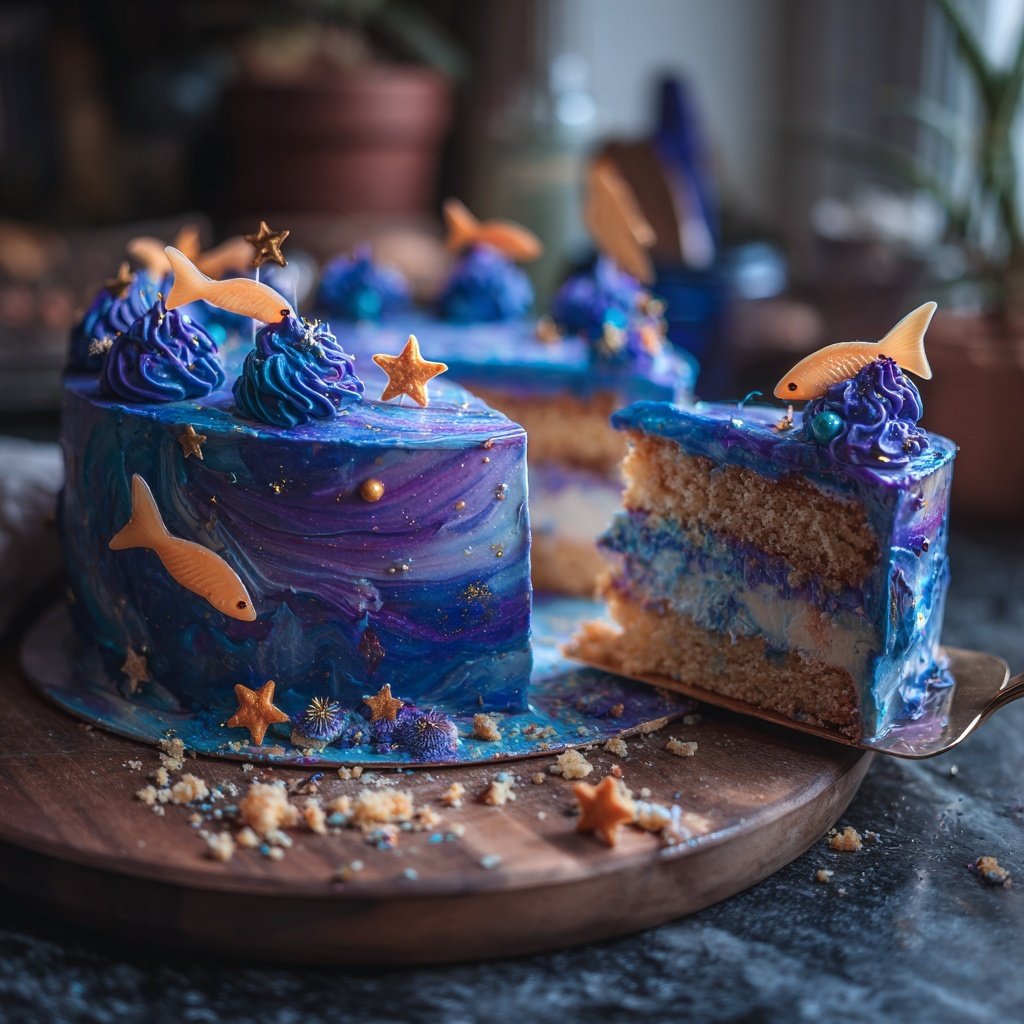 Galaxy Themed Pisces Cake