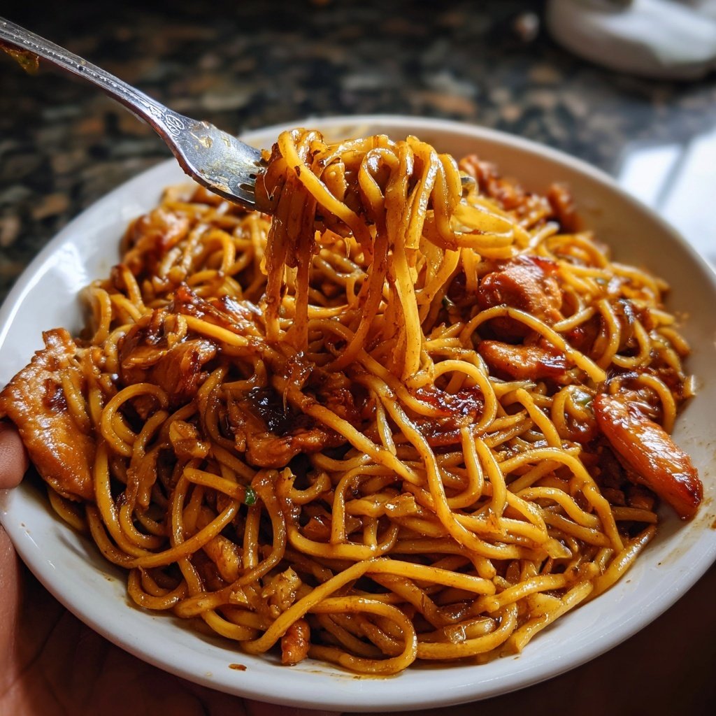 Sticky Garlic Chicken Noodles