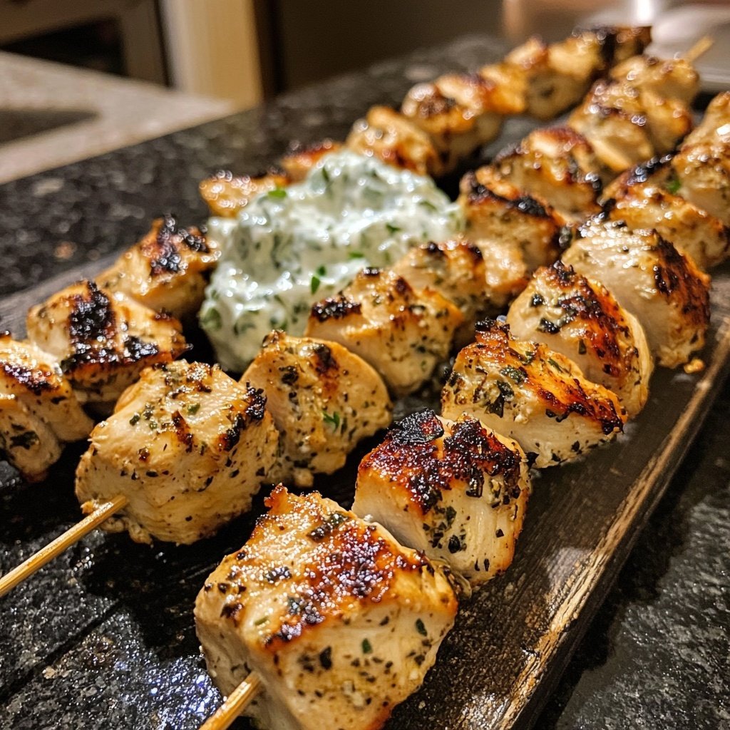 Greek Chicken Souvlaki with Tzatziki Sauce