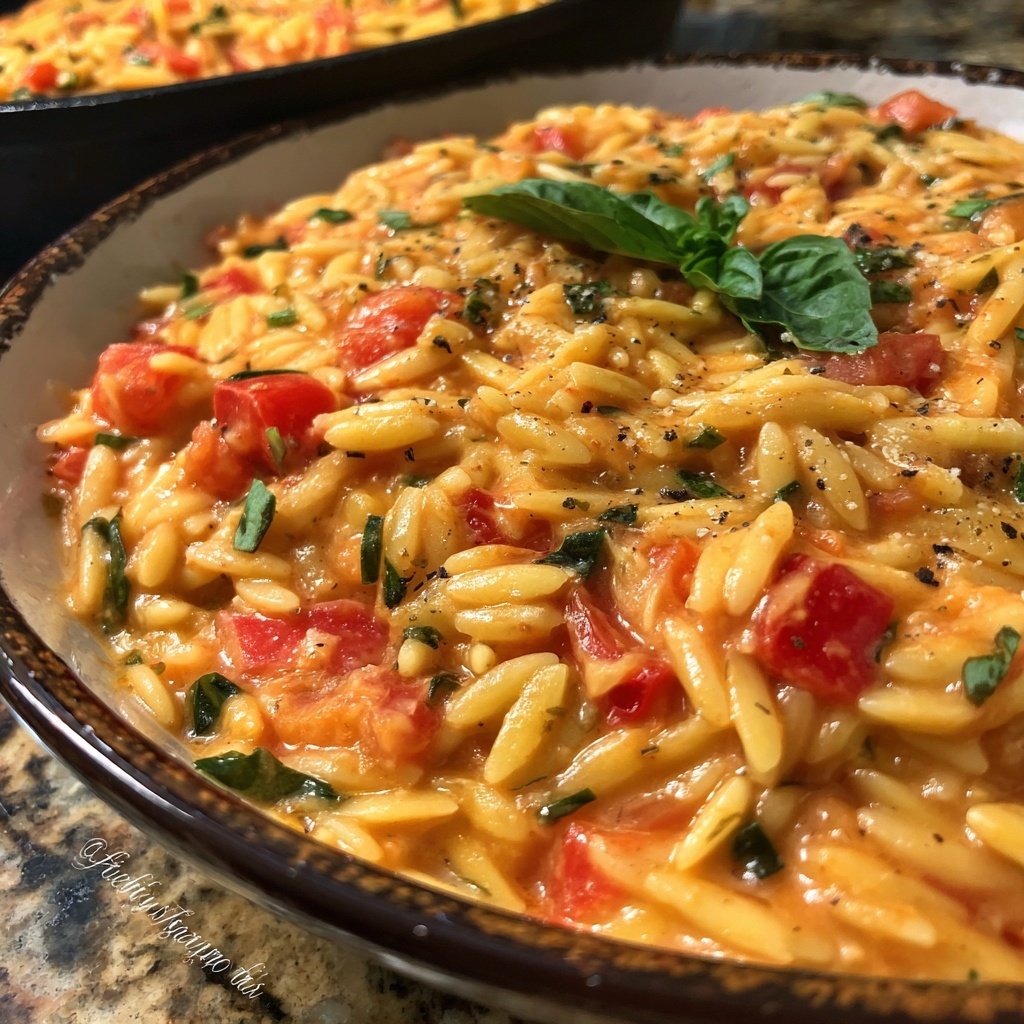 Creamy Tomato Veggie Orzo