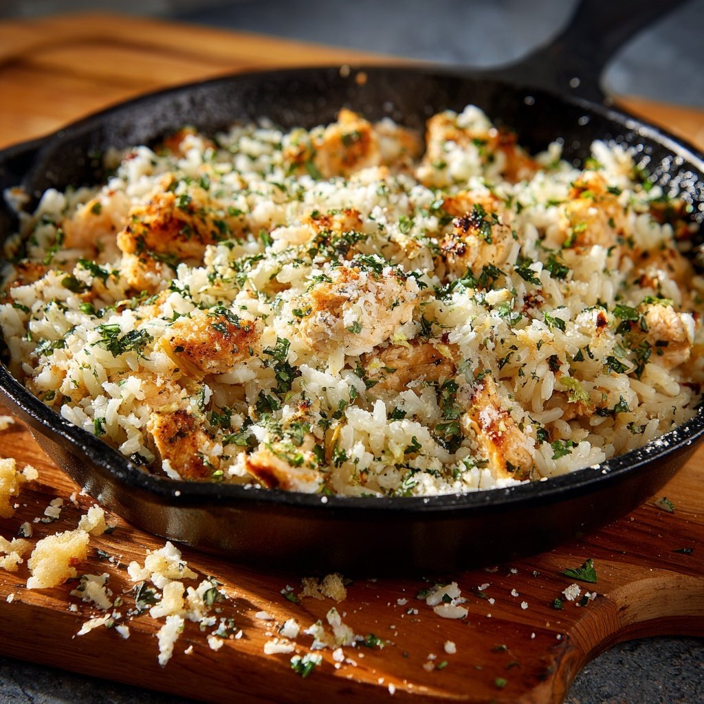 Garlic Parmesan Chicken Rice Skillet